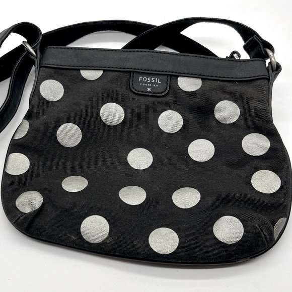 Fossil Handbags - Fossil Black Crossbody Bag with White Polka Dots